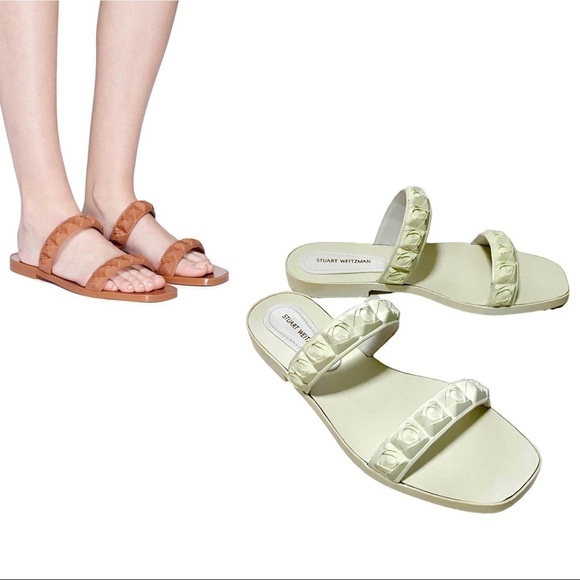 Stuart Weitzman Rosita Two Band Slide Sandal Size 8.5 N Summer Casual - Picture 1 of 11